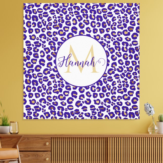 Purple and Gold Leopard Pattern Canvas Print (Insitu(LivingRoom))