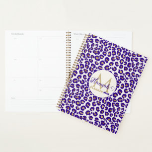 Purple and Gold Leopard Pattern Planner
