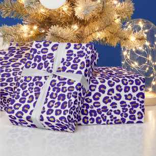 Purple and Gold Leopard Pattern Wrapping Paper