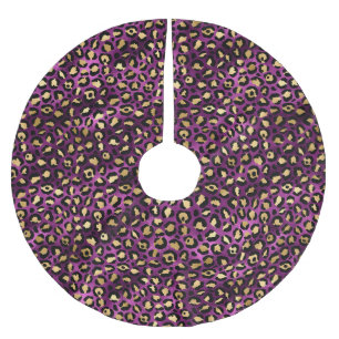 Purple and Gold Leopard Series Design 1 Brushed Polyester Tree Skirt