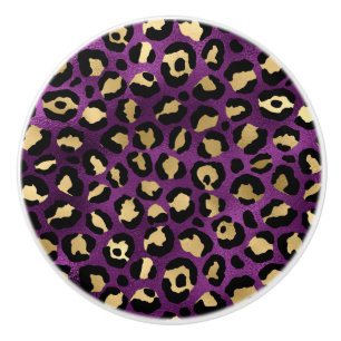 Purple and Gold Leopard Series Design 1 Ceramic Knob
