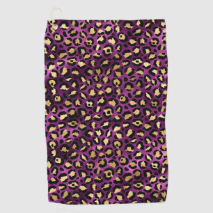 Purple and Gold Leopard Series Design 1 Golf Towel