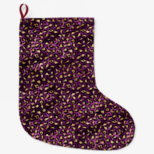 Purple and Gold Leopard Series Design 1 Large Christmas Stocking