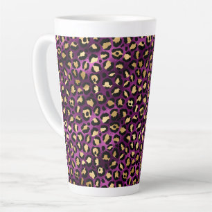 Purple and Gold Leopard Series Design 1 Latte Mug