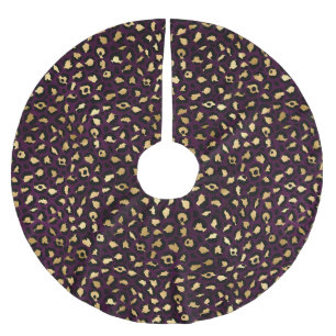 Purple and Gold Leopard Series Design 2 Brushed Polyester Tree Skirt