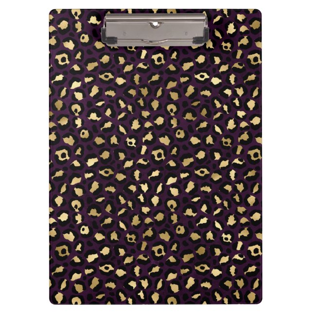 Purple and Gold Leopard Series Design 2 Clipboard (Front)