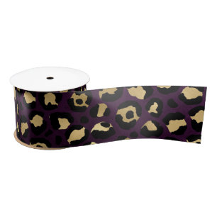 Purple and Gold Leopard Series Design 2 Satin Ribbon