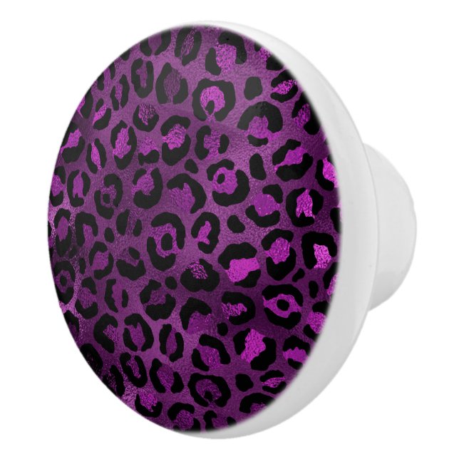 Purple and Gold Leopard Series Design 3 Ceramic Knob (Right)