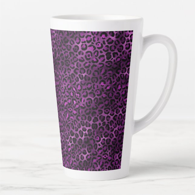 Purple and Gold Leopard Series Design 3 Latte Mug (Right)