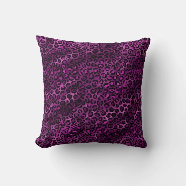 Purple and Gold Leopard Series Design 3 Throw Pillow (Front)