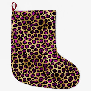 Purple and Gold Leopard Series Design 4 Large Christmas Stocking