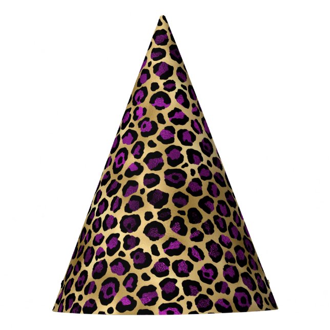 Purple and Gold Leopard Series Design 4 Party Hat (Front)
