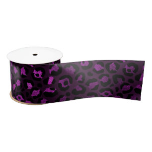 Purple and Gold Leopard Series Design 5 Satin Ribbon