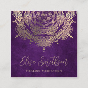 Purple And Gold Mandala Reiki Healing Meditation Square Business Card