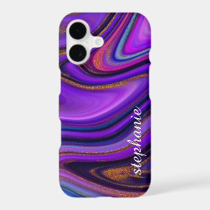 Purple and Gold Marble Agate Monogram