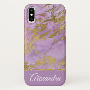 Purple and Gold Marble Elegant Girly iPhone X Case