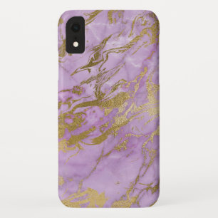 Purple and Gold Marble Elegant Modern Print iPhone XR Case