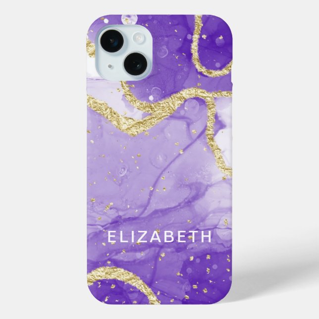 purple and gold marble glitter personalized  Case-Mate iPhone case (Back)