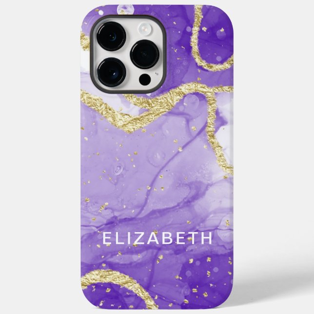 purple and gold marble glitter personalized  Case-Mate iPhone case (Back)