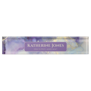 Purple and Gold Marble Nameplate