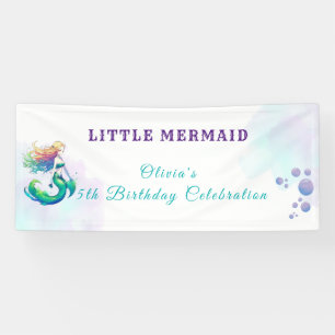Purple and Gold Mermaid Birthday under the Sea Banner