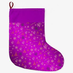purple and gold merry christmas large christmas stocking