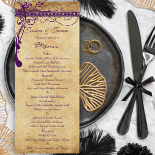 Purple and Gold Metallic Funky Elegant Swirls-Menu Menu