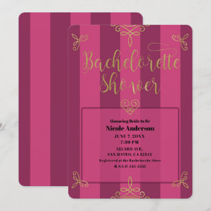 Purple and Gold Modern Glam Bachelorette Shower Invitation