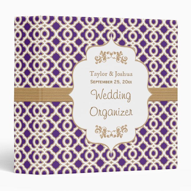 Purple and Gold Moroccan Wedding Organizer Binder (Front/Spine)