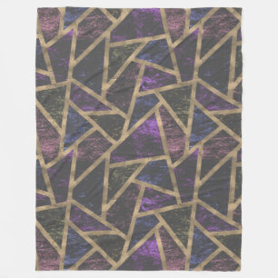 Purple and gold mosaic pattern fleece blanket