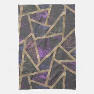 Purple and gold mosaic pattern kitchen towel