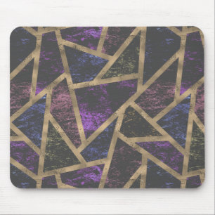 Purple and gold mosaic pattern mouse pad