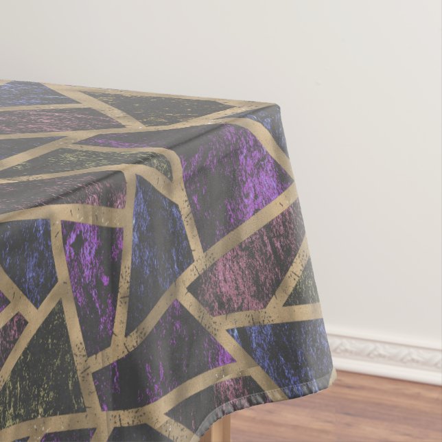 Purple and gold mosaic pattern tablecloth (In Situ)