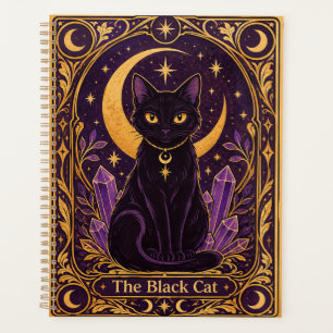 Purple and Gold Mystical Black Cat Tarot Planner