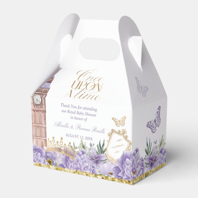 Purple and Gold Once Upon a Time Princess Favor Box (Front Side)
