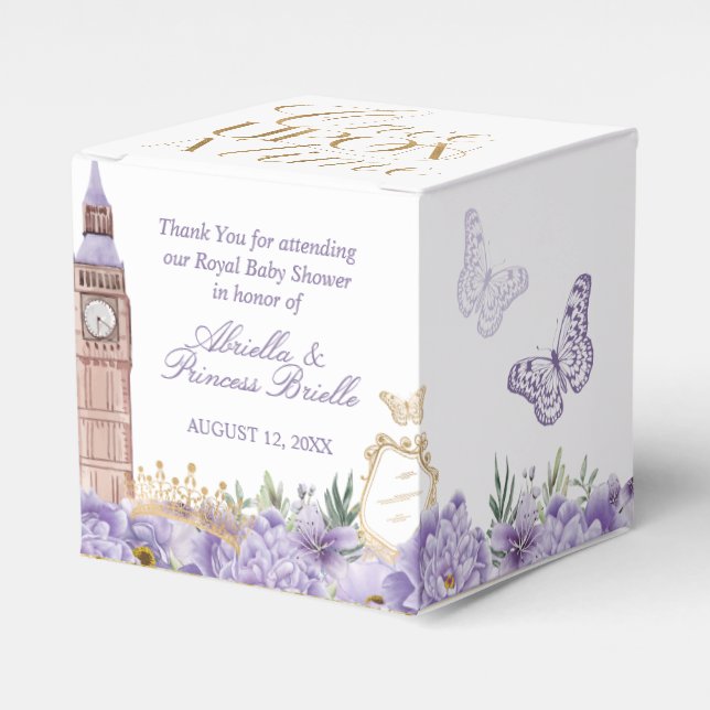 Purple and Gold Once Upon a Time Princess Favor Box (Front Side)