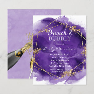 Purple and Gold Paint Brunch & Bubbly Invitation