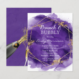 Purple and Gold Paint Brunch & Bubbly Invitation