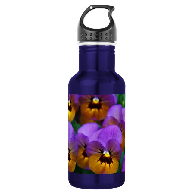 Purple and Gold Pansies 532 Ml Water Bottle (Front)