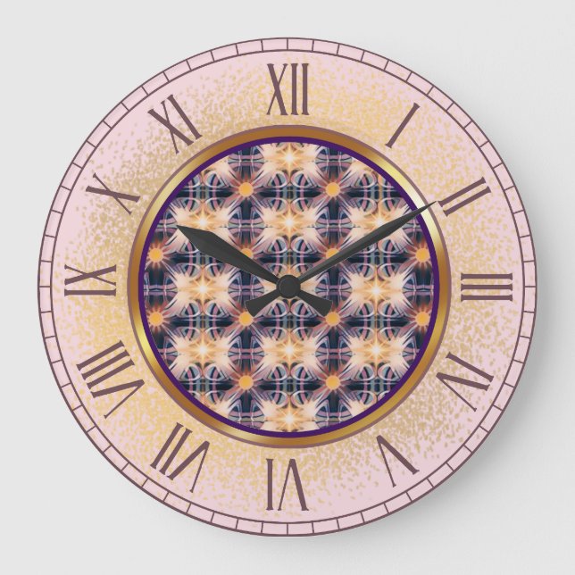 Purple and Gold Patterns of Light Wall Clock (Front)