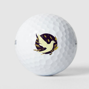 Purple and Gold Peace Dove Golf Balls
