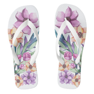Purple And Gold Peony Flower Garden Flip Flops