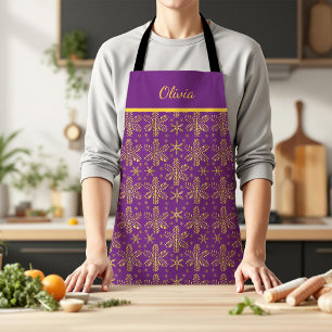 Purple and Gold Personalized Apron