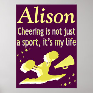 PURPLE AND GOLD PERSONALIZED CHEERING POSTER