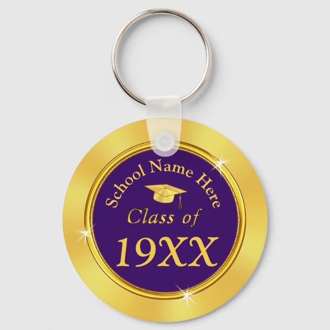 Purple and Gold Personalized Class Reunion Gifts Keychain (Front)