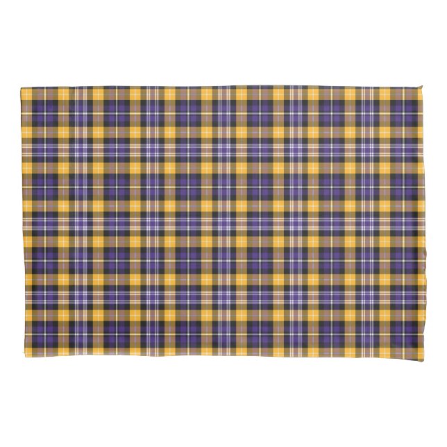 Purple and Gold Plaid Pattern Pillowcase (Front)