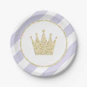 Purple and Gold Princess Crown Party Plates