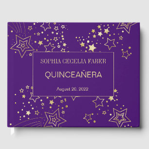 Purple and Gold Quinceanera Guest Book