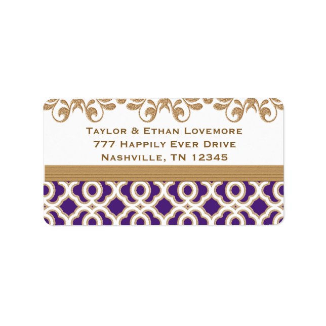 Purple and Gold Return Address Labels (Front)
