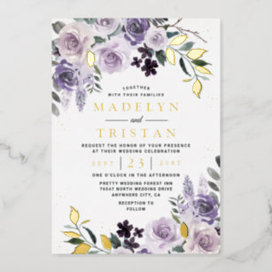 Purple and Gold Rustic Dusty Rose Floral Wedding 